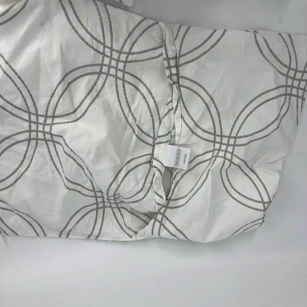 Restoration Hardware Baby Child Duvet Cover 2 Shams Gray White Embroidered Full